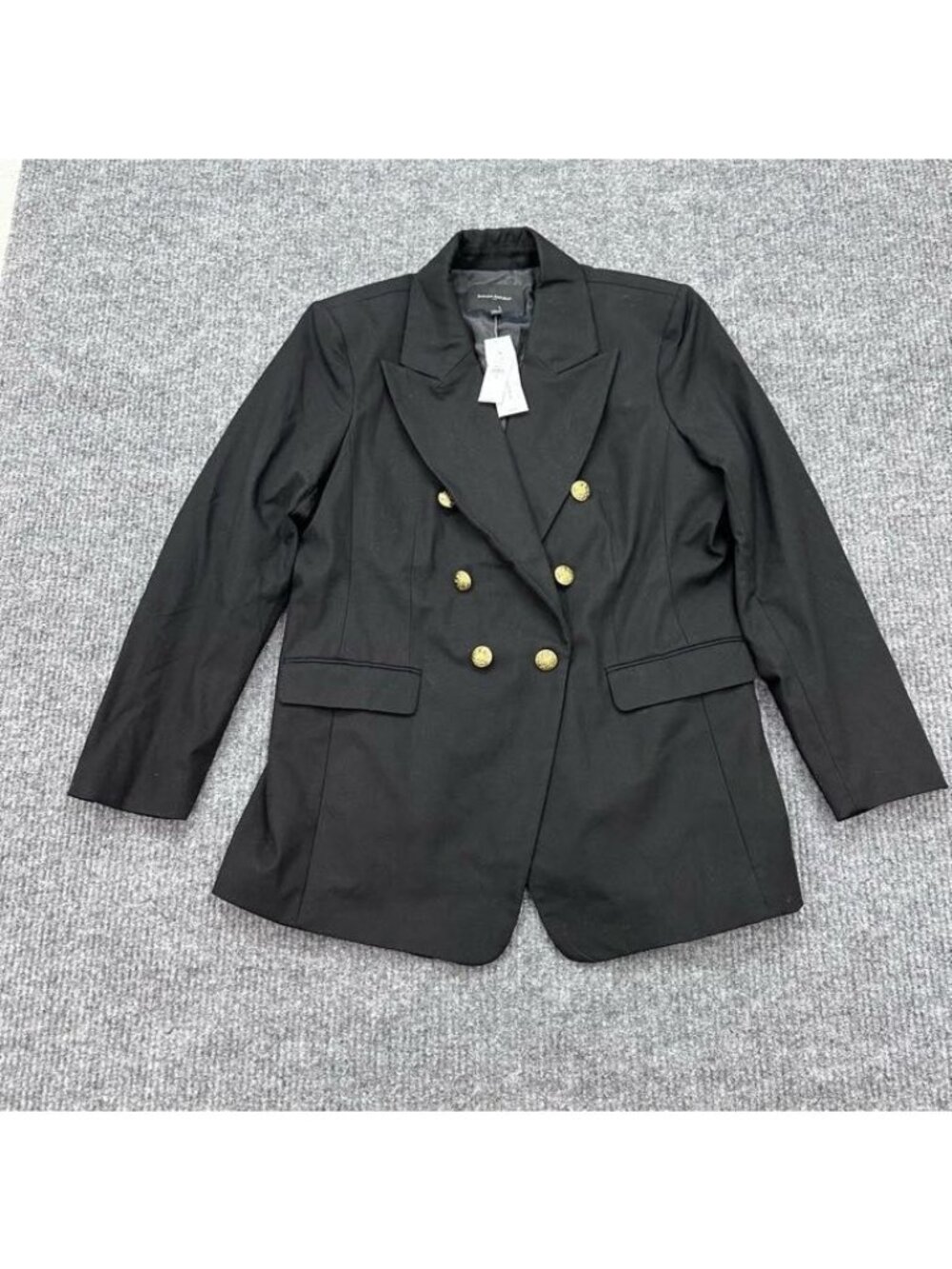 Banana Republic Factory Black Blazer Double Breasted Gold Buttons Womens 16 NEW